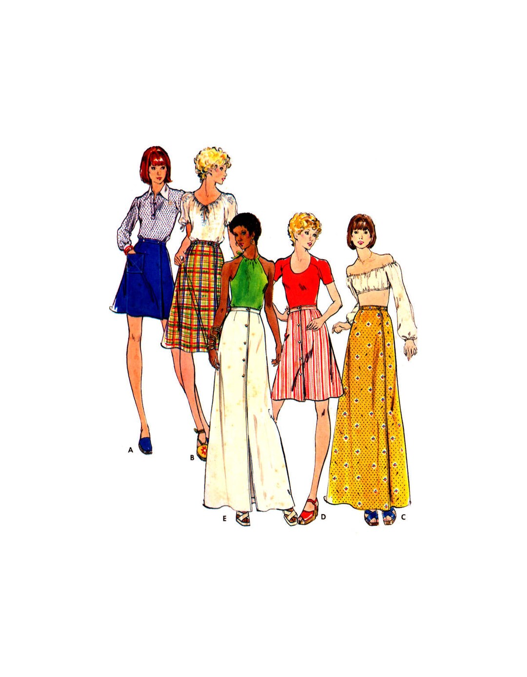 Butterick 3687 Aline Wrap Skirt in Three Lengths, Uncut, Factory