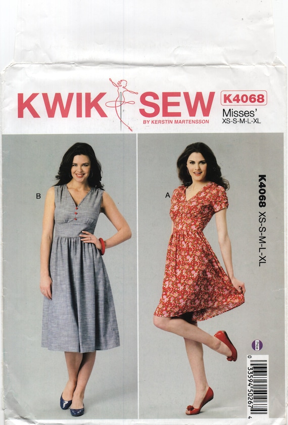 Sewing Pattern: Kwik Sew 4068 V-neckline Dress With Full Gathered Skirt, Uncut, Factory Folded, Size 8-22 - Etsy Sewing Pattern: Kwik Sew 4068 V-neckline Dress With Full Gathered Skirt, Uncut, Factory Folded, Size 8-22 - Etsy
