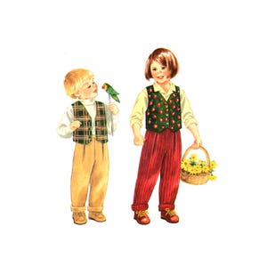 1994 Simplicity 9266 Boys', Girls', Childrens' Pants and Lined Vest, Uncut, Factory Folded Sewing Pattern Multi Size 2,3,4,5,6,6X children