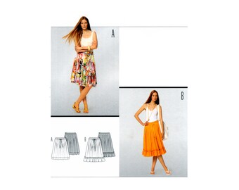 Burda Style 7530 Boho Flared, Ruffled Hem Skirt in Two Lengths Uncut, Factory Folded, Sewing Pattern Multi Size 32-44