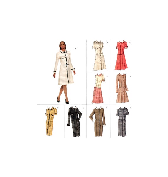 vogue drop waist dress pattern Vogue V8948 Fitted Scalloped Drop-Waist Dress w Gores Sz 12-20 UNCUT  Pattern OOP