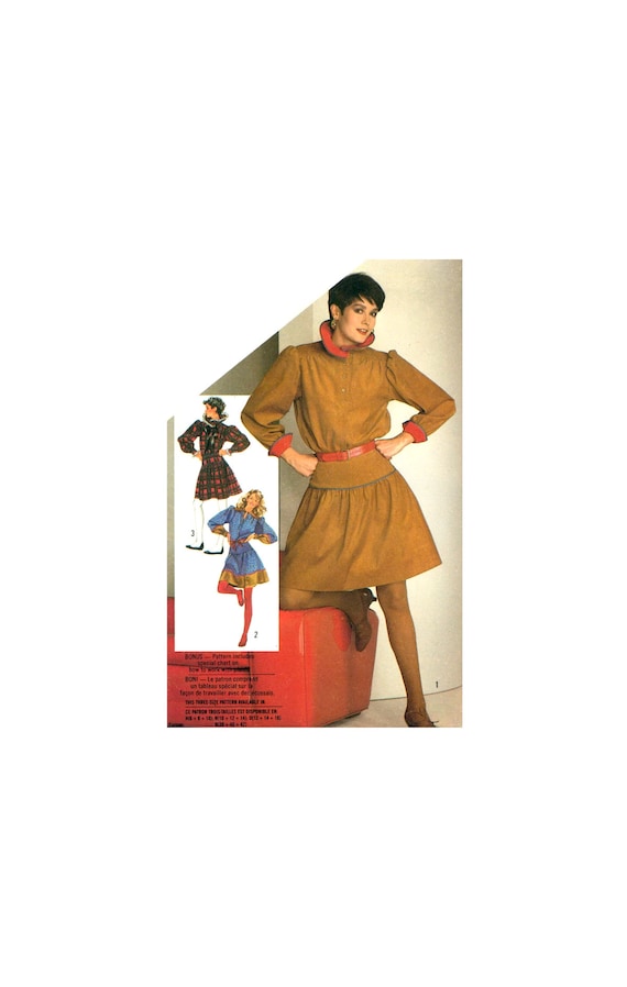 Simplicity 6087 Retro Two Piece Mini Dress With Neck Ruffle, Drop Waist  Skirt and Sash, Uncut, Factory Folded, Sewing Pattern Size 6-10 - Etsy