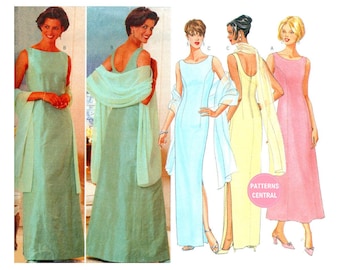 Sewing Pattern: Butterick 4823 Fitted, Straight or A-line Special Occasion Dress and Stole, Uncut, Factory Folded, Bust 30.5-32.5 (78-83 cm)
