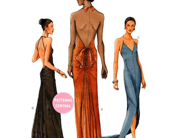 Vogue 7365 Fitted, Flared or Slightly Flared Bias Evening Dress, Uncut, Factory Folded, Size 6-10