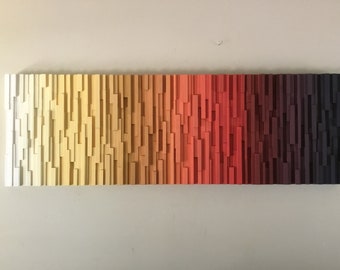 Ombré Wood Wall Art: Modern Abstract Sculpture, 21x64