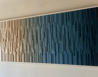Dimensional Wood Wall Sculpture: Coastal Ombré Art, 30"x80"
