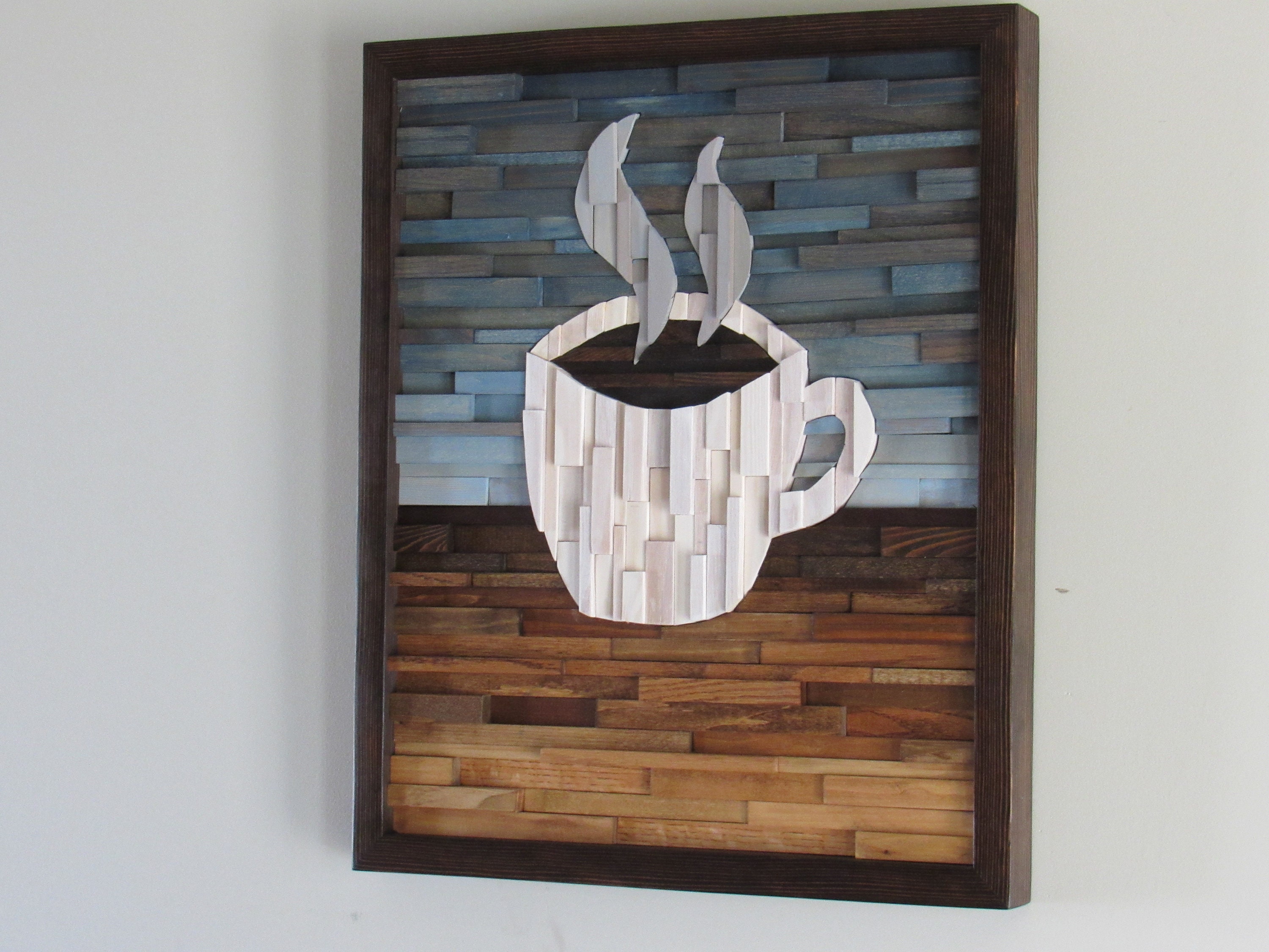 Wood Wall Artcoffee Wall Decor Cafe Art Kitchen Decor Home Etsy