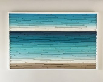 Transcending color works /Ocean/wood art- wood wall art- wood wall sculpture-wood art- coastal decor- 3d wood art- beach landscape