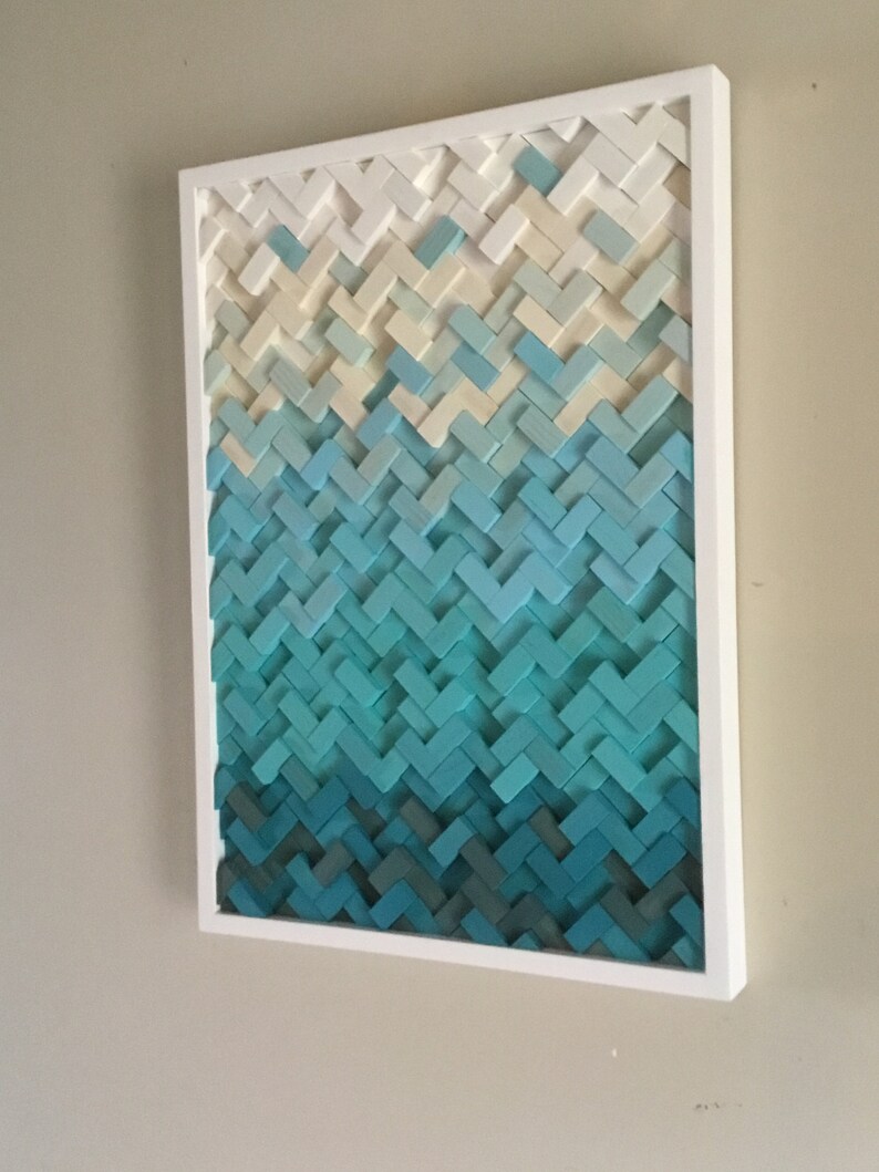 Herringbone design wood wall art Art sculpture Etsy