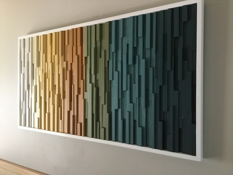 Wood Wall Art Modern Sculpture Hanging Hospitality Decor Dimensional Ombré