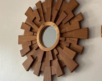 28” Cedar Sunburst mirror- wood sunburst- Cedar heartwood sunburst- Original design Sunburst mirrors-