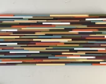Reclaimed Wood Wall Art: Mid Century Modern Sculpture (25'' X 60'')