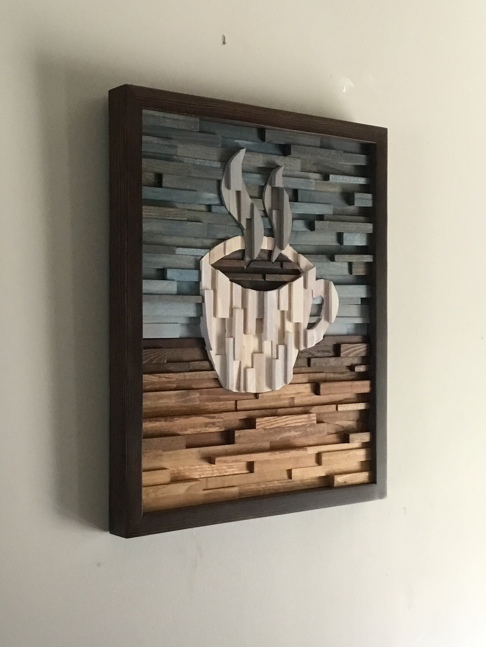 Wood Wall Artcoffee Wall Decor Cafe Art Kitchen Decor Home Etsy