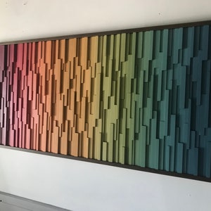 Gradient Wood Wall Art: Full Bloom Reclaimed Wood - Walnut Frame