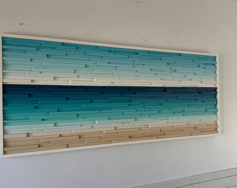 Oceanside Wood Wall Sculpture: Coastal Boho Reclaimed Wood Art