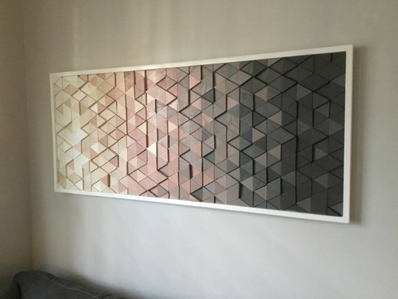 Geometric Wood Wall Art: Mid Century Modern Sculpture, Reclaimed Wood