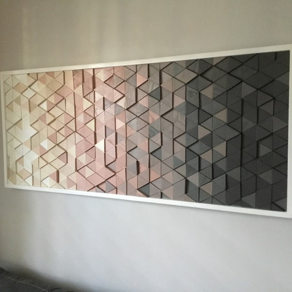 Geometric Wood Wall Art: Mid Century Modern Sculpture, Reclaimed Wood
