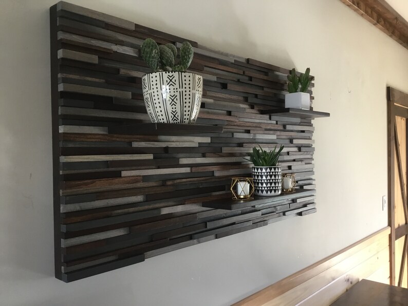 Wood Wall Display Shelf Wood Wall Art Reclaimed Wood Etsy