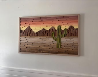 Dimensional Wood Wall Art – Southwest Desert Landscape