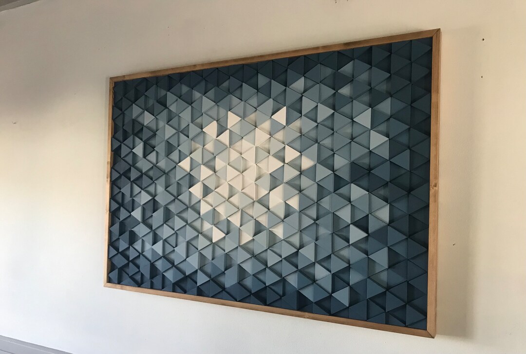 Wood Wall Art Wall Art Dimensional Wood Art Navy Blue Art Wood Wall