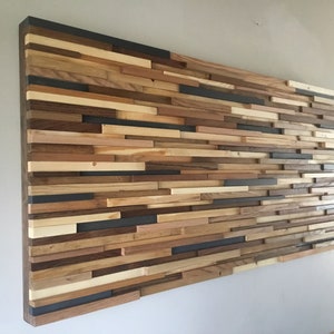 Reclaimed Wood Wall Art: Modern Abstract Wood Sculpture, 24x48