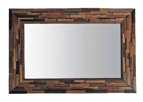 Wood Wall Art Wooden Mirror Wall Mirror Decorative Etsy