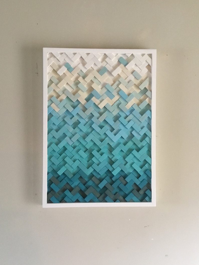Herringbone design wood wall art Art sculpture Etsy