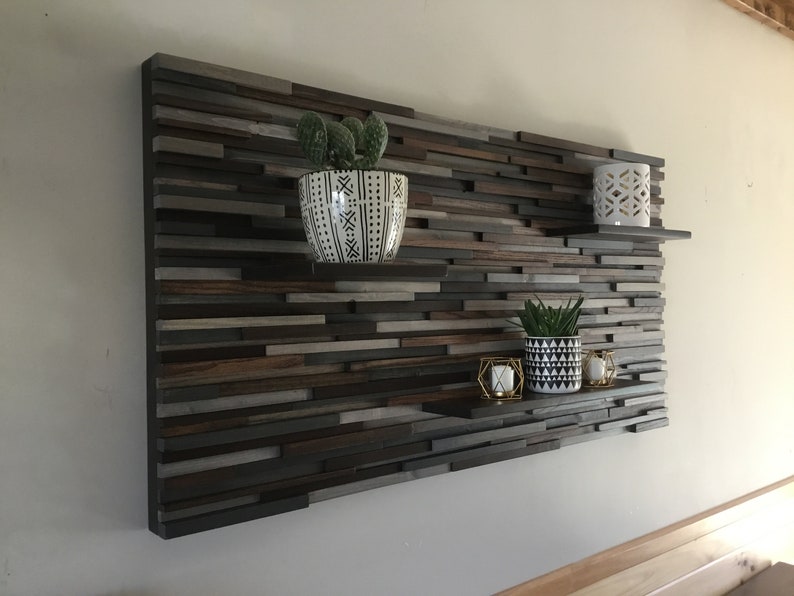 Wood Wall Display Shelf Wood Wall Art Reclaimed Wood Etsy