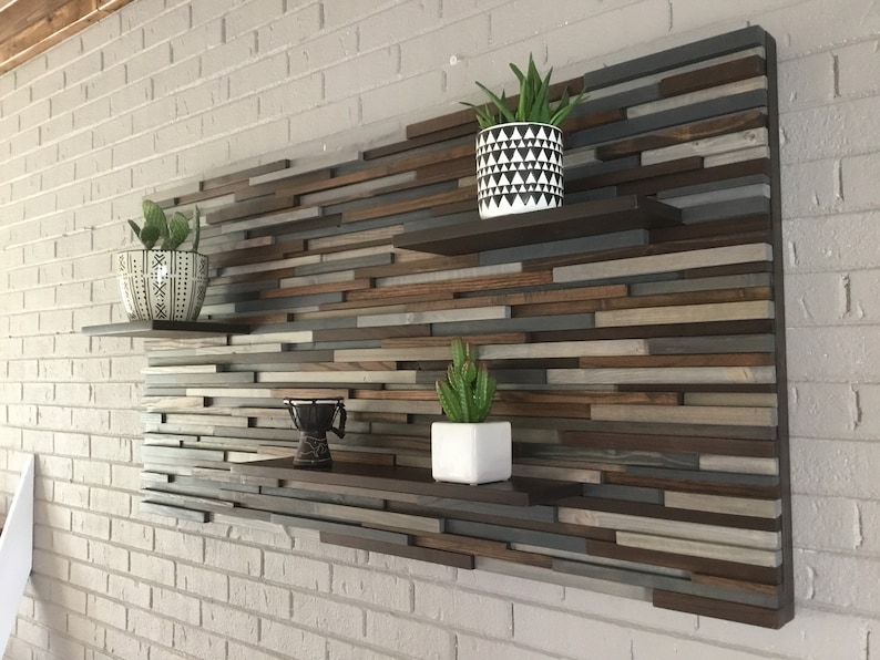 Wood Wall Display Shelf Wood Wall Art Reclaimed Wood Etsy