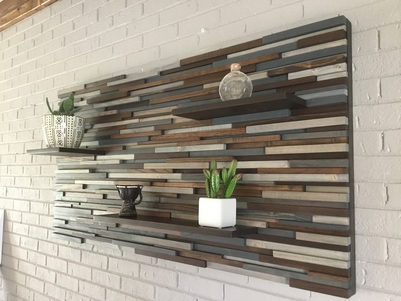 Wood Wall Display Shelf Wood Wall Art Reclaimed Wood Etsy