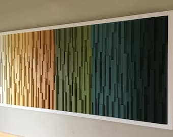 Large Abstract Wood Wall Art Sculpture – Earthy Tones Gradient, Modern Home Decor