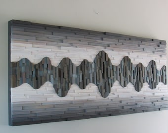 Wood wall art/Soundwave/ modern wood art- reclaimed wood art- hospitality art- commercial art- unique wood  wall art-wood wall art