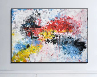 Abstract painting palette knife,Original large canvas art,modern wall decor