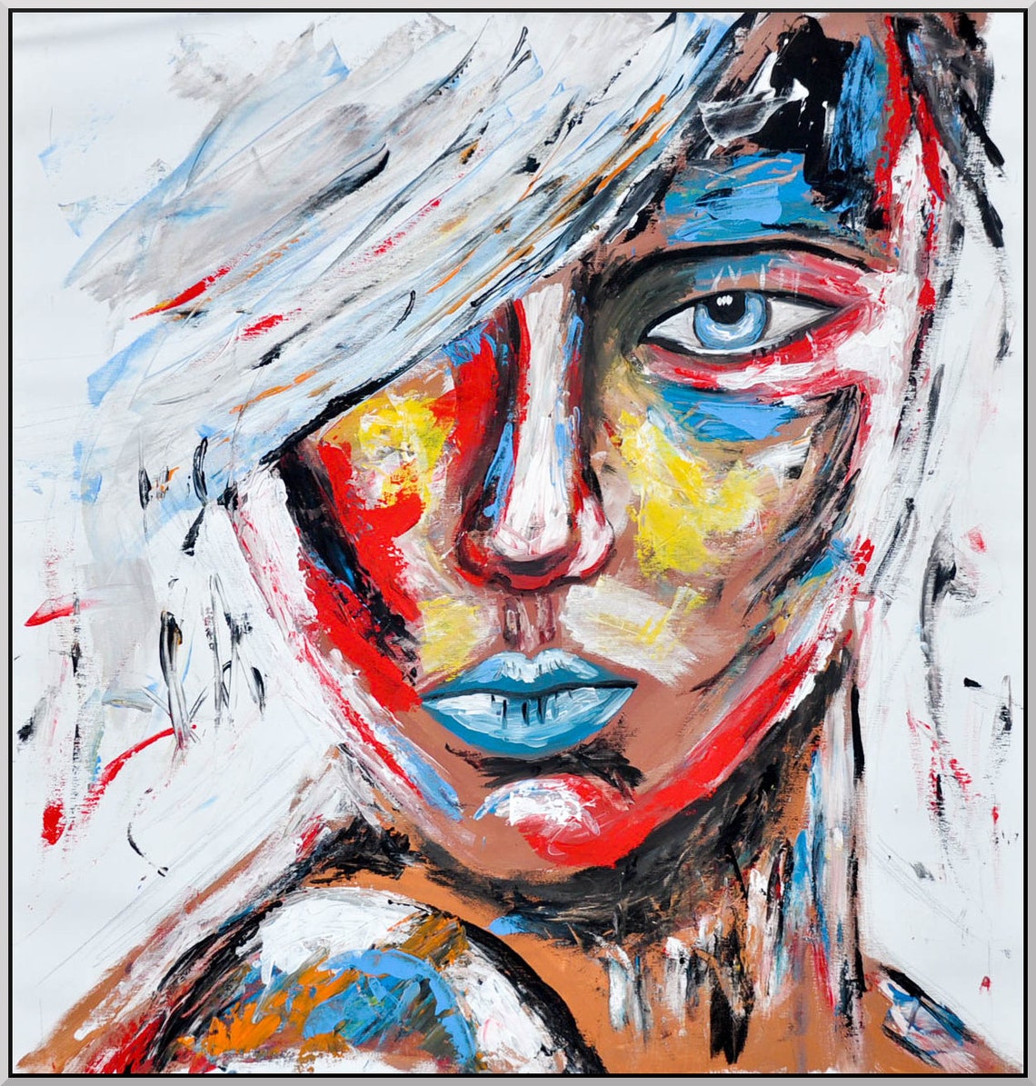 Abstract Woman Face,colour Face,modern Abstract Painting ,wall Art Etsy