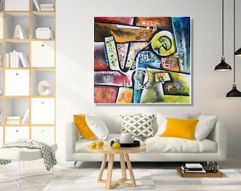 Abstract Painting, Large Wall Art Original Painting on Canvas FREE SHIPPING