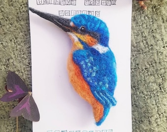 Kingfisher Broche Bufanda Pin Insignia Aguja Fieltro British Birds Accesorio de regalo hecho a mano