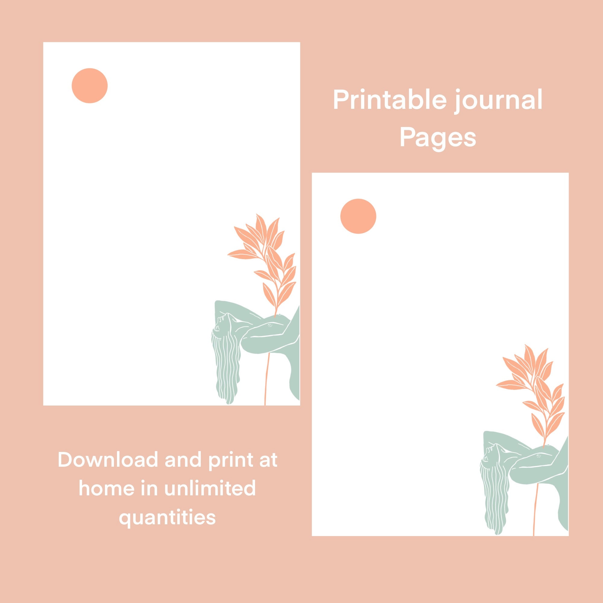 Printable Stationary Journal Pages With Original Art. Stylish Feminist ...