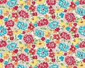 Feedsack Red Aqua Multicolored Wildflowers 1930 s Reproduction Fabric Nana Mae 4 of Henry Glass 9296-81
