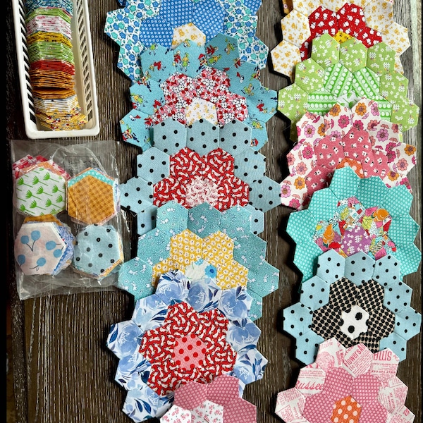 Englisch Papier Stück Großmutter Blumengarten vorgeschnittene Quilt Kit Hexagone öffnen & nähen! Größe werfen