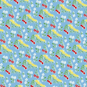 Blue Flower Field, Garden Party by Whistler Studios Collection 1930’s Reproduction Quilt Fabric #53976-4 of Windham