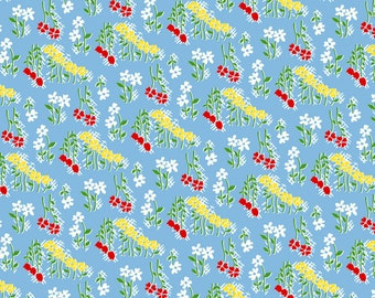 Blue Flower Field, Garden Party by Whistler Studios Collection 1930’s Reproduction Quilt Fabric #53976-4 of Windham