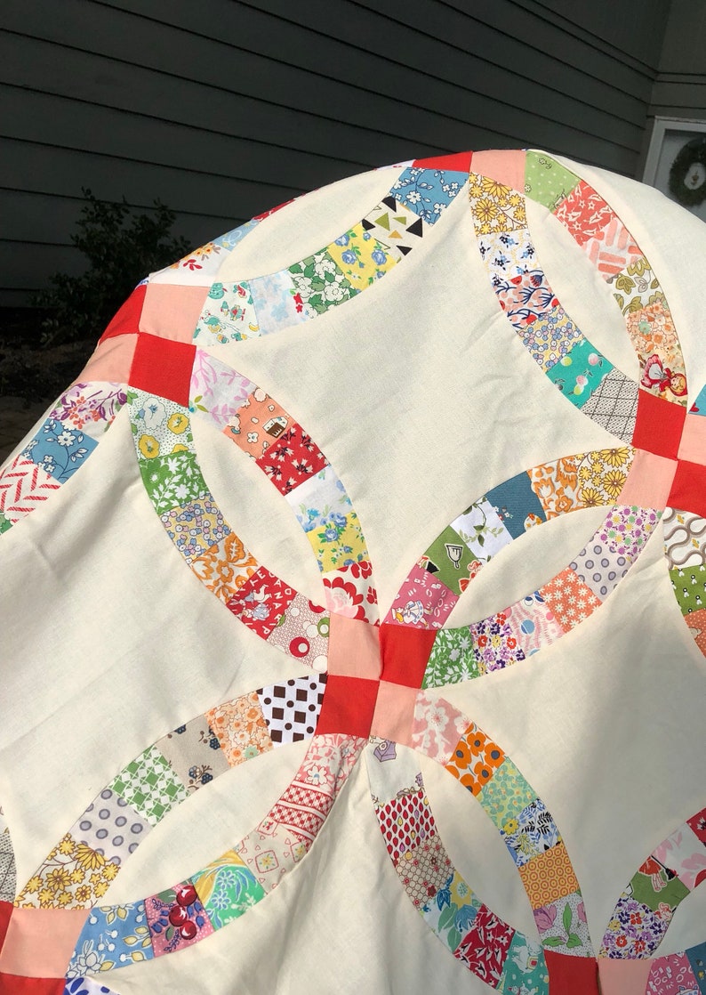 King XL Double Wedding Ring Pre Cut Quilt Kit 1930s Etsy