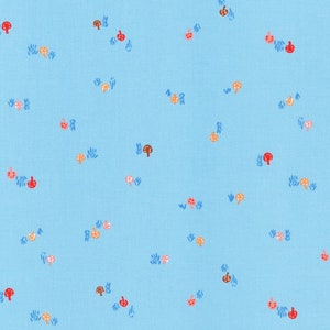 Tissu courtepointe Sky Tiny Mushroom Hidden Canyon by Wishwell Robert Kaufman bleu ciel #WEL-19808-63