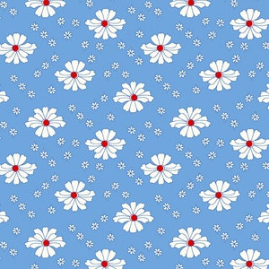 Blue Meadow, Garden Party von Whistler Studios Collection 1930’s Reproduction Quilt Fabric #53975-4 von Windham