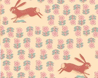 Blush Rabbit 108” Wide Backing by Heather Ross Quilt Fabric Vintage Retro #54542W-1DES