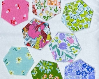 The London Parks Collection from Liberty Fabrics  Hexagons 1” EPP Sides Quilt Fabric 6 of Each Print 72 total