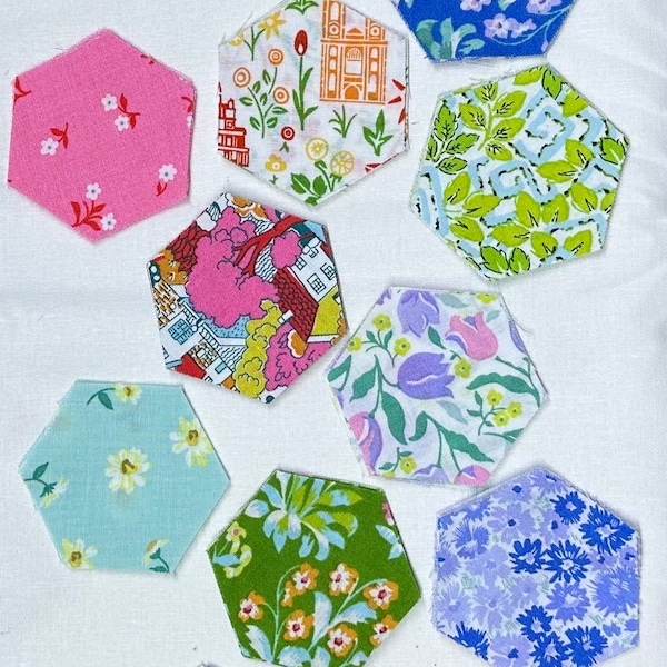 The London Parks Collection from Liberty Fabrics  Hexagons 1” EPP Sides Quilt Fabric 6 of Each Print 72 total