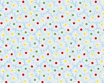 Blue Pop Daisy, Garden Party by Whistler Studios Collection 1930’s Reproduction Quilt Fabric #53977-4 of Windham