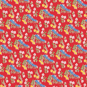 Red Flower Field, Garden Party by Whistler Studios Collection 1930’s Reproduction Quilt Fabric #53976-1 of Windham