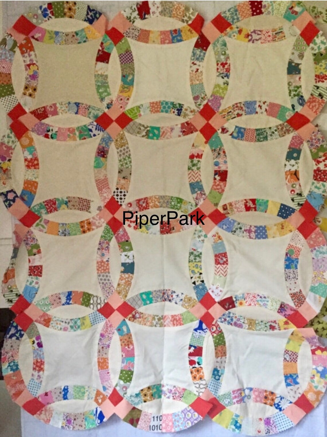 Queen Quilt in a Box Double Wedding Ring Pre Cut Quilt Kit Etsy